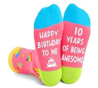 Jognee Chaussettes pour filles, cadeaux d'anniversaire de 9 ans pour filles, cadeaux pour filles de 9 à 11 ans, 10th Happy Birthday to Me Rose, One Size