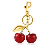 Jognee Kirsch Bag Charm en forme de cerise pour sac, pendentif de sac pour femme - Porte-clés mignon pour sac à main, sac à main, portefeuille, sac à dos