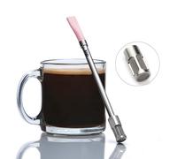 JoGo - Paille d'infusion portable pour café et thé - Cafetière réutilisable en acier inoxydable avec passoire à portion unique - Fonction de filtre pour infusion chaude et froide - Idéale pour le café