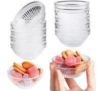 Jogoico 10 Pièces Mini Bols en Verre 75ml Minuscule Bol de Préparation Sauce Rond Servir Condiment Pots Réutilisable Empilable Dessert Ingrédients de Cuisine Rassemblements