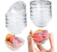 Jogoico 10 Pièces Mini Bols en Verre 75ml Minuscule Bol de Préparation Sauce Rond Servir Condiment Pots Réutilisable Empilable Dessert Ingrédients de Cuisine Rassemblements