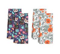 Jogoico Lot de 4 Torchons de Cuisine Torchons Chaton 100% Coton Torchons de Vaisselle 45 x 70 cm Serviettes de Cuisine Super Absorbant Torchons Cuisine Multi-usages Torchons Vaisselle - 2 Thèmes