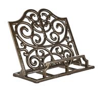 JOGREFUL Cookbook Stand, Cast Iron Heavy-Duty Recipe Book Holder, Kitchen Vintage Recipe Book Holder, Reading Rest Holder for Easel/Counter/Books/Magazine/iPad/Bible, Classic Coffee Gold