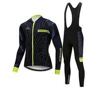JOGVELO Cyclisme Maillot Homme, Maillot Manches Longues + Pantalons 3D Coussin Hiver Thermique Fleece Réfléchissant pour Homme, XXL