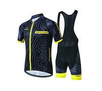JOGVELO Cyclisme Maillot Homme, Manches Courtes + Cuissard VTT A Bretelles Cyclisme Respirant Réfléchissant pour Homme, XL
