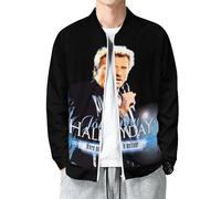 Joh*n$ny Classic Logo Noir Veste Ha$lly*Day Sweat-Shirt Veste en Sweat Zippé Sweat-Shirt pour Homme avec Col Debout Manches Longues Sport Casual Tops