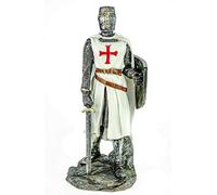 Joh. Vogler GmbH Templier allemand avec épée et bouclier blanc rouge 30 cm Figurine Templier Chevalier décoratif Sculpture