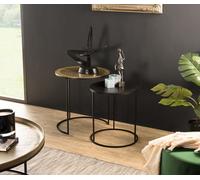 Johan - set de 2 tables d'appoint gigognes rondes aluminium doré