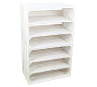 Johanna Lot de 2 caisses à fruits, caisses de rangement, casiers à vin, étagères de rangement, étagères à vin, en bois, bibliothèque (lot de 2, blanc, longitudinal)