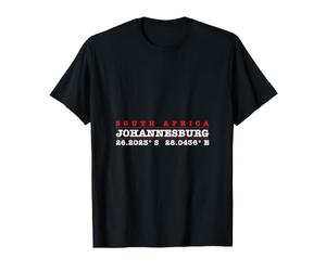 Johannesburg Latitude Longitude Afrique du Sud Coordonnées T-Shirt