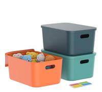 johgee 3er-Set Aufbewahrungsbox mit Deckel, Kunststoff Aufbewahrungsboxen, Stapelbare Ordnungsboxen Aufbewahrung, Aufbewahrungskorb für Regal, Küche, Schlafzimmer, Schrank, Badezimmer
