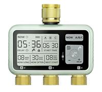 Johgee Compteur d'arrosage à 3 sorties avec entrée et sortie en laiton, minuterie d'arrosage numérique avec écran LCD, contrôle automatique et manuel pour le jardin