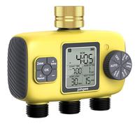 Johgee Programmateur Arrosage 3 Voies avec Entrée en Laiton, Minuteur Arrosage Automatique avec Retard de Pluie/Irrigation Manuelle, pour Serre, Pelouse et Jardin