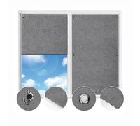 Johgee Store Occultant pour Fenêtre 96x93cm, Tissu Coton et De Lin, Gris | Rideaux Occultant sans Perçage avec Ventouse, Store pour Fenêtre de Toit, Thermiques pour Chambre Bureaux Jardin