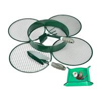 johgee Tamis de Jardin 4 en 1, 4 Inserts interchangeables Ø 12mm/9mm/6mm/3mm, Tamis à Compost en Acier Inoxydable pour la Terre, Le Compost, avec Pelle et Houe à Double Usage