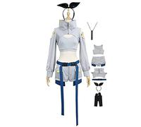 JOHLCR Anime Hatsune Miku Cosplay Vêtements Uniforme avec Accessoire Collier Mascarade Danse Soirée Habillage De Fête De Carnaval d'halloween pour Adultes Personnage D'anime Kagamine Rin,Gris,XL