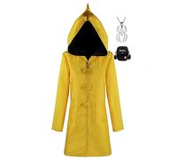 JOHLCR Anime Little Nightmares Cosplay Vêtements avec Collier Mascarade Danse Soirée Coupe-Vent Habillage De Fête De Carnaval d'halloween Convient pour Le Jeu sur Scène, Anime Expo, Cadeau,Jaune,L