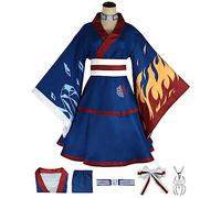 JOHLCR Anime My Hero Academia Cosplay Vêtements Mascarade Danse Soirée Ensemble Kimono Déguisement De Carnaval d'halloween pour Adultes Todoroki Shoto Comprend Haut, Jupe, Collier, NœUd,Bleu,S