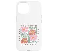John 14:6 The Way The Truth The Life Motif Floral Coque pour iPhone 15