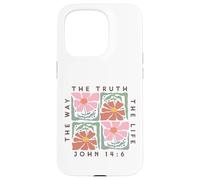 John 14:6 The Way The Truth The Life Motif Floral Coque pour iPhone 15 Pro