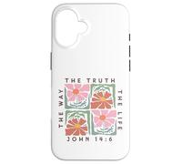 John 14:6 The Way The Truth The Life Motif Floral Coque pour iPhone 16