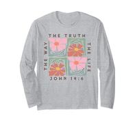 John 14:6 The Way The Truth The Life Motif Floral Manche Longue