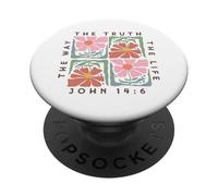John 14:6 The Way The Truth The Life Motif Floral PopSockets PopGrip Adhésif