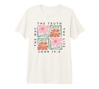 John 14:6 The Way The Truth The Life Motif Floral T-Shirt Haut de Gamme