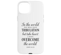 John 16:33 Écriture du Verset biblique I Have Overcome The World Coque pour iPhone 15 Plus