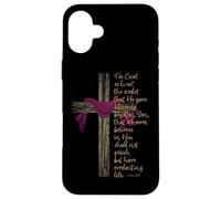 John 3:16 for God So Loved The World Bible Verse avec Croix Coque pour iPhone 16 Plus