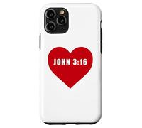 John 3:16 God So Loved The World Bible Verse Reference Heart Coque pour iPhone 11 Pro