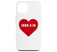 John 3:16 God So Loved The World Bible Verse Reference Heart Coque pour iPhone 13