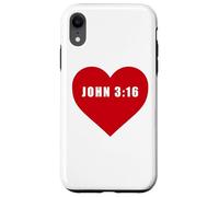 John 3:16 God So Loved The World Bible Verse Reference Heart Coque pour iPhone XR