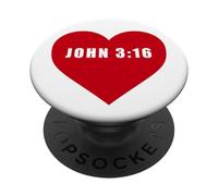 John 3:16 God So Loved The World Bible Verse Reference Heart PopSockets PopGrip Adhésif