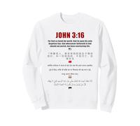 John 3:16 International Bible Salvation Verse en, CN, Hi, AR Sweatshirt