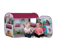 John 77012 Horse Club Tente de Jeu avec Figurine Originale Schleich pour Chevaux, Caravane, Tente à Chevaux, Maison de Jeu pour Enfants, Maison de Jeu avec Motif imprimé Multicolore