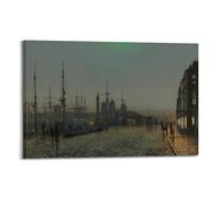 John Atkinson Grimshaw Works (Hull Docks at Night) Art classique imprimé sur toile 40 x 60 cm