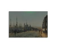 John Atkinson Grimshaw Works (Hull Docks at Night) Artiste traditionnel Impression sur toile 30 x 45 cm