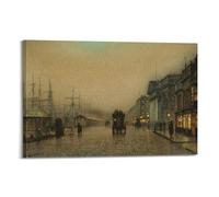 John Atkinson Grimshaw Works (Salthouse Dock, Liverpool) Artiste Célèbre Art Original Impression sur Toile Poster Mural 30 x 45 cm
