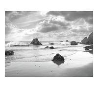 John Beach Waves Black White Photo Extra Large XL Wall Art Poster Print Plage Photographier mur Impression d'affiches