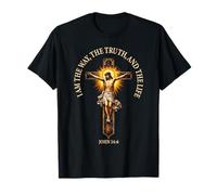 John Bible Verse Jésus Christ Crucifix Art sur vitrail T-Shirt