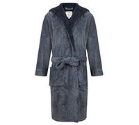 John Christian Robe de Chambre en Polaire Doux à Capuche, Chaud, Bleu Chiné - Homme (M)