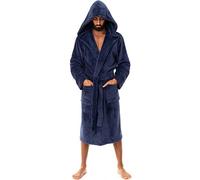 John Christian Robe de Chambre en Polaire Doux à Capuche, Chaud, Bleu Marine - Homme (XL)