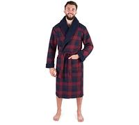 John Christian Robe de Chambre en Polaire et Coton à Carreaux Bleu et Rouge, Chaud - Homme (L)