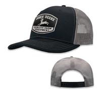 John Deere Black Moline 112 Fit Cap Gray Mesh Vintage Logo Hat