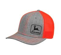 John Deere Blaze Mesh Hat W/Rubber Patch, Heather, Light Grey/Blaze, One Size