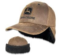 John Deere Chapeau à rabat doublé Sherpa en coton sergé huilé marron, marron, Taille unique