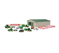 JOHN DEERE Die-Cast Farm Toys Playset - Scale 1:64 - Comprend des camions de jouets de jouets a la machine des animaux de ferme et des outils de