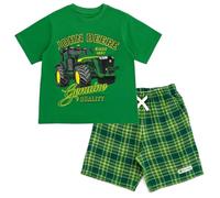 John Deere Ensemble t-shirt et short de tracteur pour enfant à grand enfant (2T - 10-12), vert, 4 ans