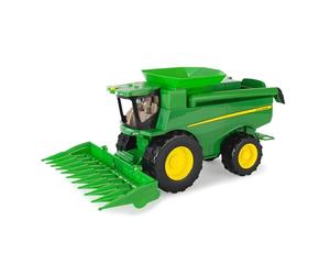 John Deere Kids Light and Sounds Combine, Moissonneuse batteuse Jouet avec lumières et Sons, véhicule de Ferme à Roues Libres, Barre de Coupe Repliable et goulotte Mobile, dès 3 Ans